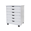Jela Solid Wood 6 Drawer Wide Roll Cart in White
