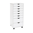 Jela Solid Wood 6+2 Drawer Wide Roll Cart in White