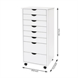 Jela Solid Wood 6+2 Drawer Wide Roll Cart in White