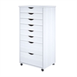 Jela Solid Wood 6+2 Drawer Wide Roll Cart in White