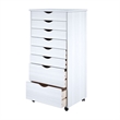 Jela Solid Wood 6+2 Drawer Wide Roll Cart in White