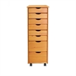 Jela Solid Wood 6+2 Drawer Roll Cart in Med Pine