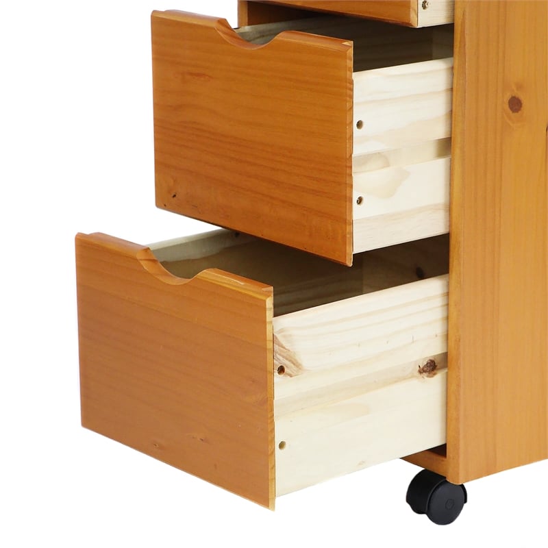 Jela Solid Wood 6+2 Drawer Roll Cart in Med Pine