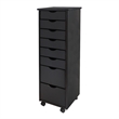Jela Solid Wood 6+2 Drawer Roll Cart in Black