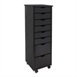 Jela Solid Wood 6+2 Drawer Roll Cart in Black
