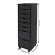 Jela Solid Wood 6+2 Drawer Roll Cart in Black