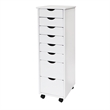 Jela Solid Wood 6+2 Drawer Roll Cart in White