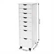 Jela Solid Wood 6+2 Drawer Roll Cart in White
