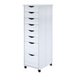 Jela Solid Wood 6+2 Drawer Roll Cart in White