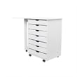 Jela Solid Wood 7 Drawer Gate Leg Roll Cart Desk in White