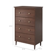 JELA Spencer 4 Drawer Dresser in Walnut