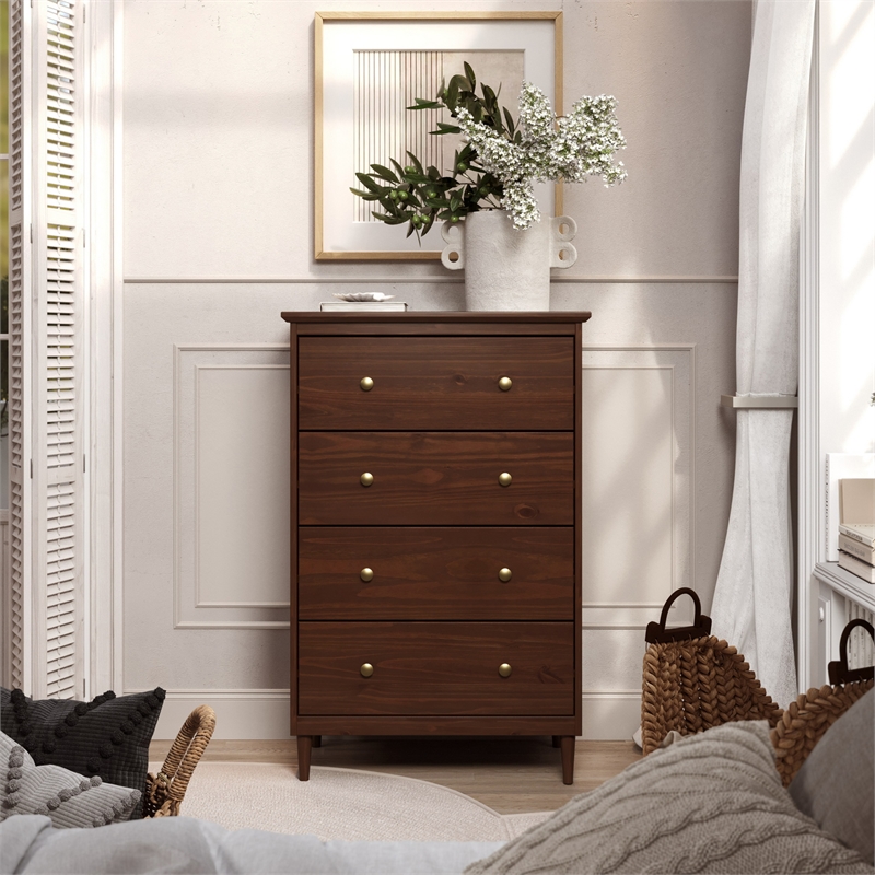 JELA Spencer 4 Drawer Dresser in Walnut