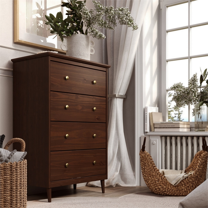 JELA Spencer 4 Drawer Dresser in Walnut
