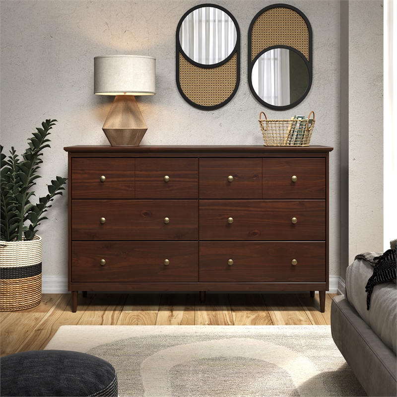 JELA Spencer 6 Drawer Dresser in Walnut