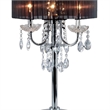 Table Lamp with Pleated Drum Shade and Crystal Droplets- Chrome