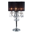 Table Lamp with Pleated Drum Shade and Crystal Droplets- Chrome
