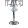 Table Lamp with Pleated Drum Shade and Crystal Droplets- Chrome