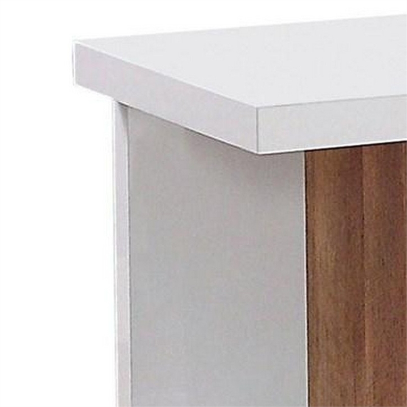 End Table with Open Bottom Parted Shelf- White and Brown