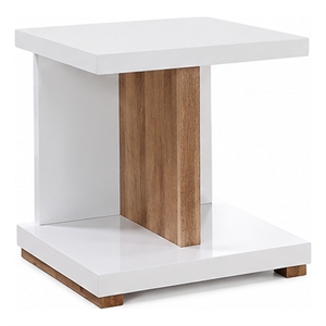 End Table with Open Bottom Parted Shelf- White and Brown