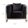 Vade 39 Inch Accent Chair- Stainless Steel Frame- Tufted Black Flannelette