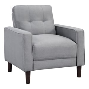 Bow 32 Inch Accent Chair- Grid Tufted- Track Arms- Self Welt Trim- Gray