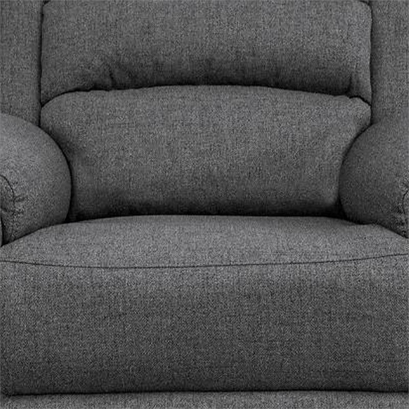Fery 36 Inch Manual Recliner Chair- Gray Burlap- Cushioned Seat- Solid Wood