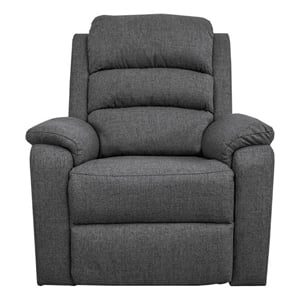 Fery 36 Inch Manual Recliner Chair- Gray Burlap- Cushioned Seat- Solid Wood