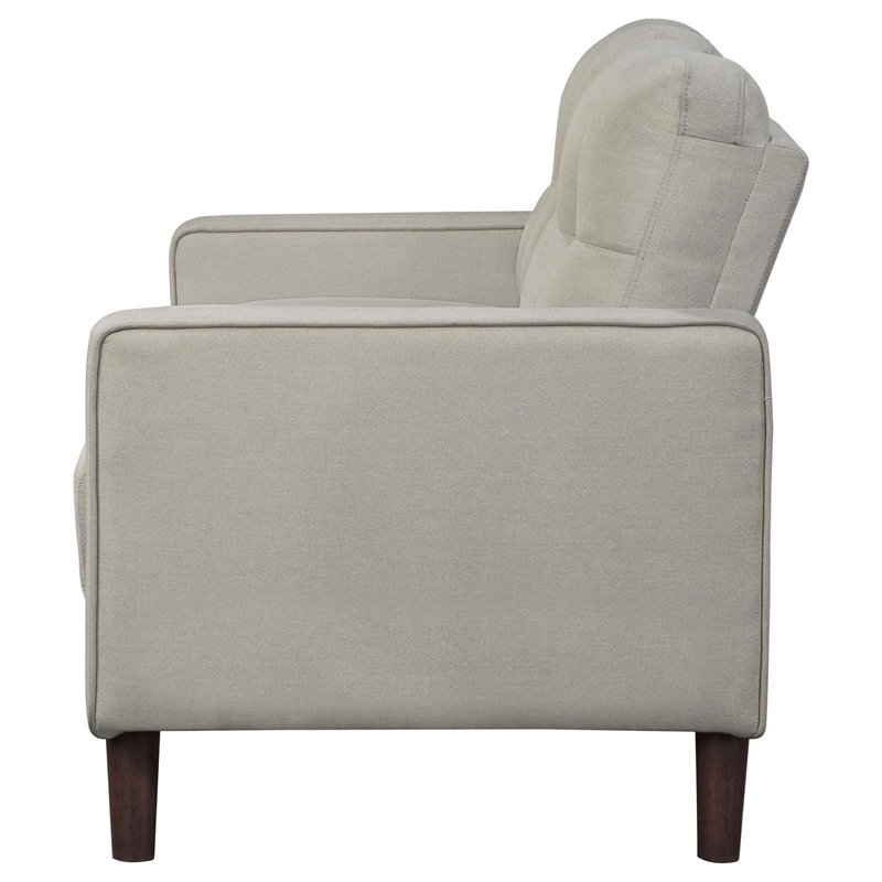 Bow 54 Inch Loveseat- Grid Tufted Back- Track Arms- Self Welt Trim- Beige