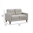 Bow 54 Inch Loveseat- Grid Tufted Back- Track Arms- Self Welt Trim- Beige
