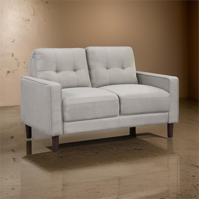 Bow 54 Inch Loveseat- Grid Tufted Back- Track Arms- Self Welt Trim- Beige