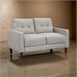 Bow 54 Inch Loveseat- Grid Tufted Back- Track Arms- Self Welt Trim- Beige