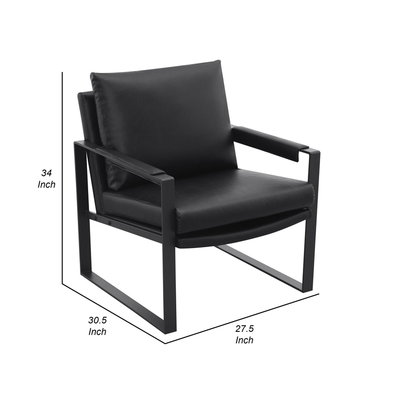 Rosy 28 Inch Accent Armchair- Vegan Faux Leather- Black and Charcoal Finish