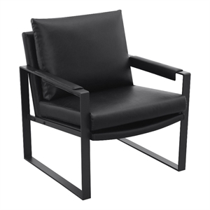 Rosy 28 Inch Accent Armchair- Vegan Faux Leather- Black and Charcoal Finish
