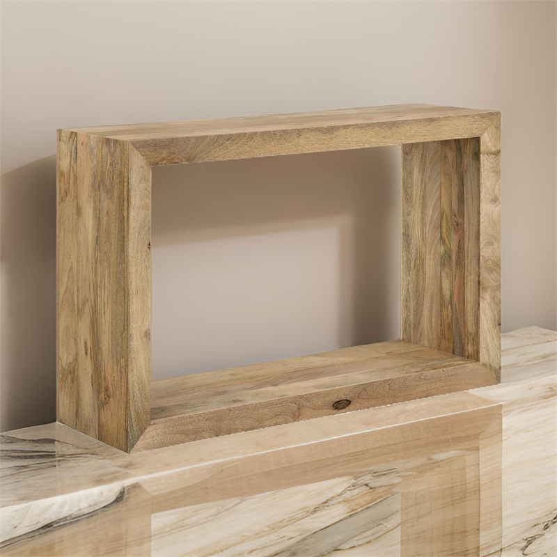 Beni 46 Inch Console Table- Rectangular Handcrafted Mango Wood Frame- Brown