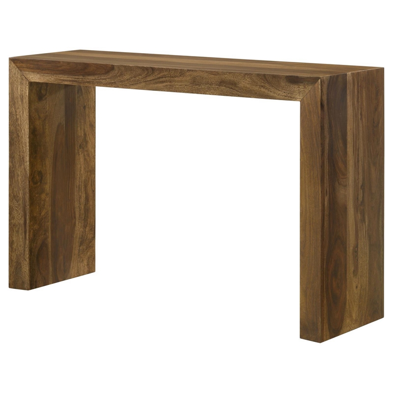 Ody 34 Inch Console Sofa Table- U Shaped- Sheesham Wood- Auburn Brown