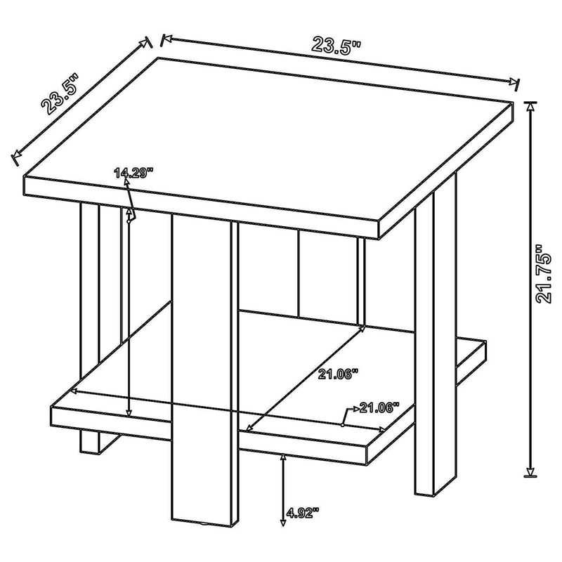 Dew 24 Inch Side End Table with Lower Shelf- Engineered Wood- Mango Brown