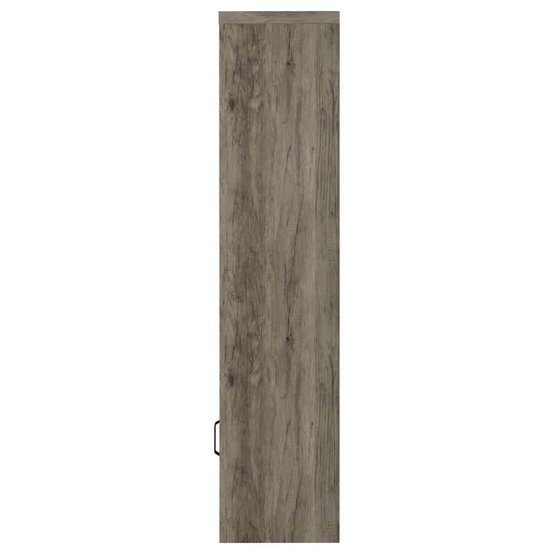 Sac 71 Inch Media Pier Tower with 3 Shelves and Single Cabinet- Gray Wood