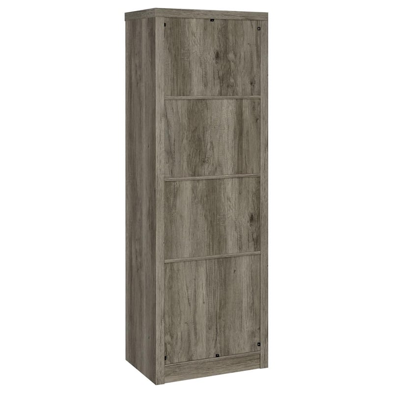 Sac 71 Inch Media Pier Tower with 3 Shelves and Single Cabinet- Gray Wood