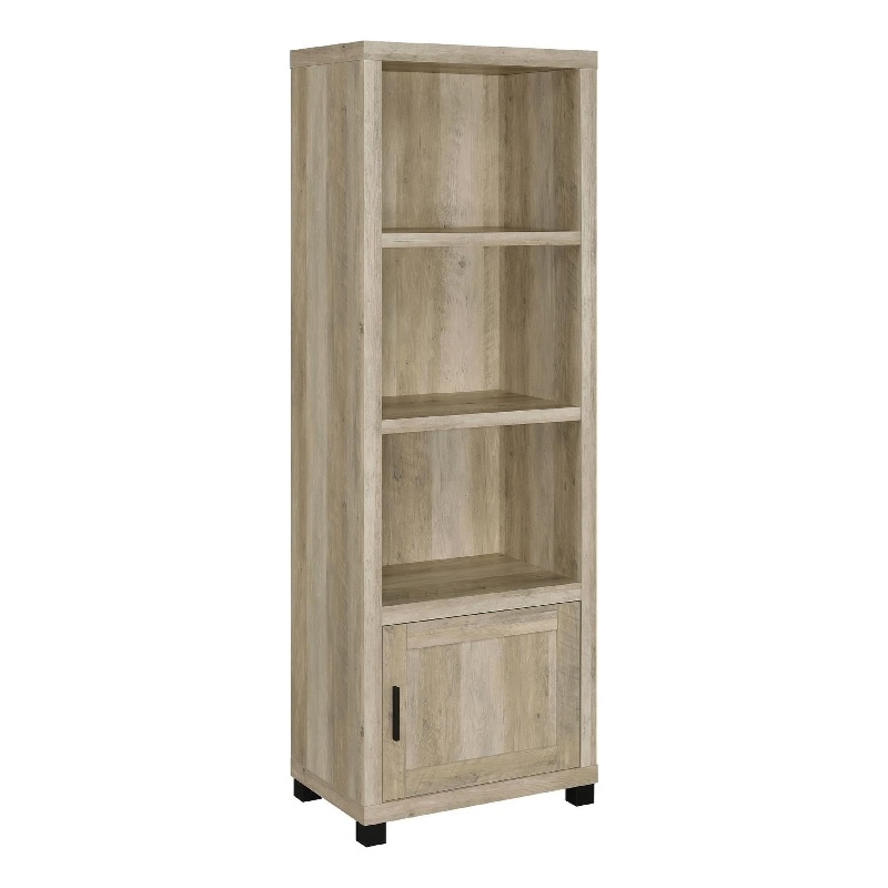 Sac 71 Inch Media Pier Tower with 3 Shelves and Cabinet- Antique Pine Wood