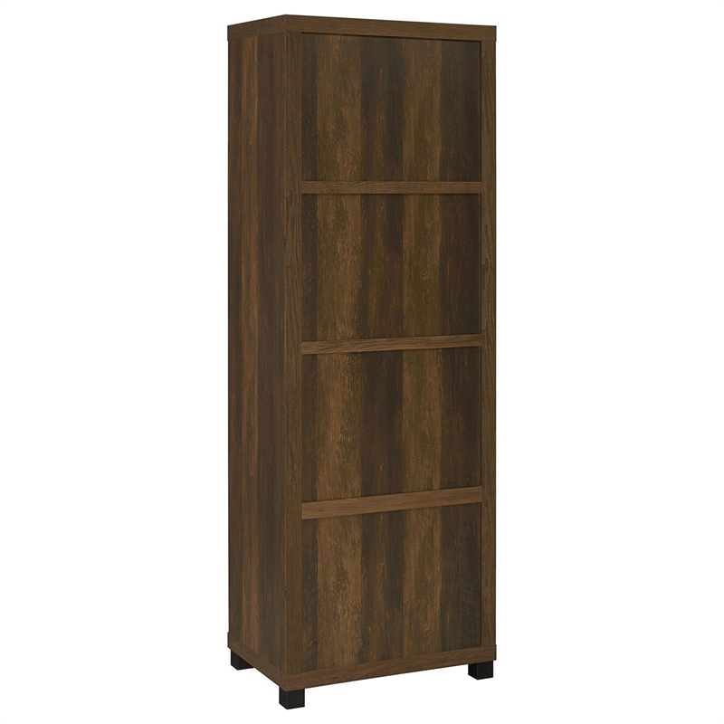 Sac 71 Inch Media Pier Tower with 3 Shelves and Cabinet- Dark Pine Wood