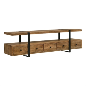 70 Inch TV Media Entertainment Console with 4 Drawers- Mango Wood- Brown