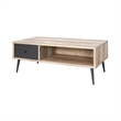 Carly 47 Inch Coffee Table- Tapered Legs- 1 Drawer- Light Brown and Gray