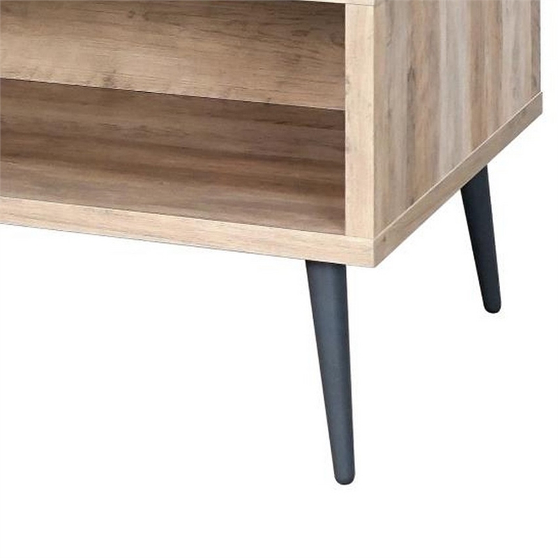 Carly 47 Inch Coffee Table- Tapered Legs- 1 Drawer- Light Brown and Gray
