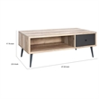 Carly 47 Inch Coffee Table- Tapered Legs- 1 Drawer- Light Brown and Gray