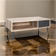 Carly 47 Inch Coffee Table- Tapered Legs- 1 Drawer- Light Brown and Gray
