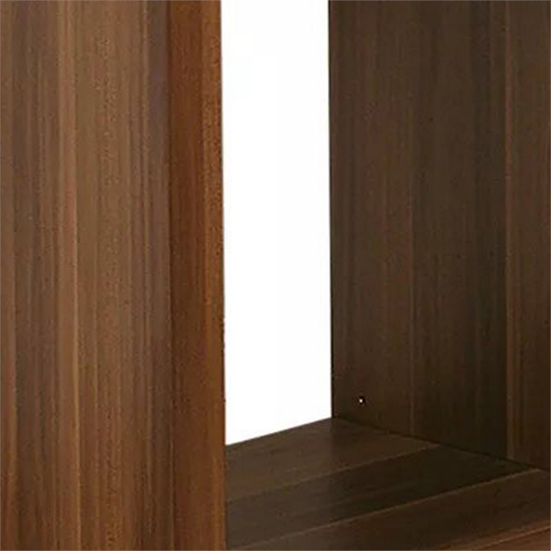 Bere 24 Inch Side End Table- Black Glass Top- Open Bottom Shelf- Brown Wood