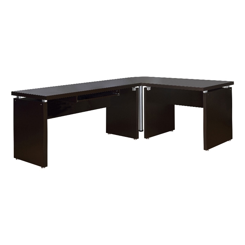 Niti 83 Inch Computer Office Desk- L Shape- Slide Out Keyboard Tray- Brown