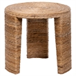 Asha 22 Inch Side End Table- Round Shaped Top with Natural Rattan Wrapping