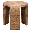 Asha 22 Inch Side End Table- Round Shaped Top with Natural Rattan Wrapping