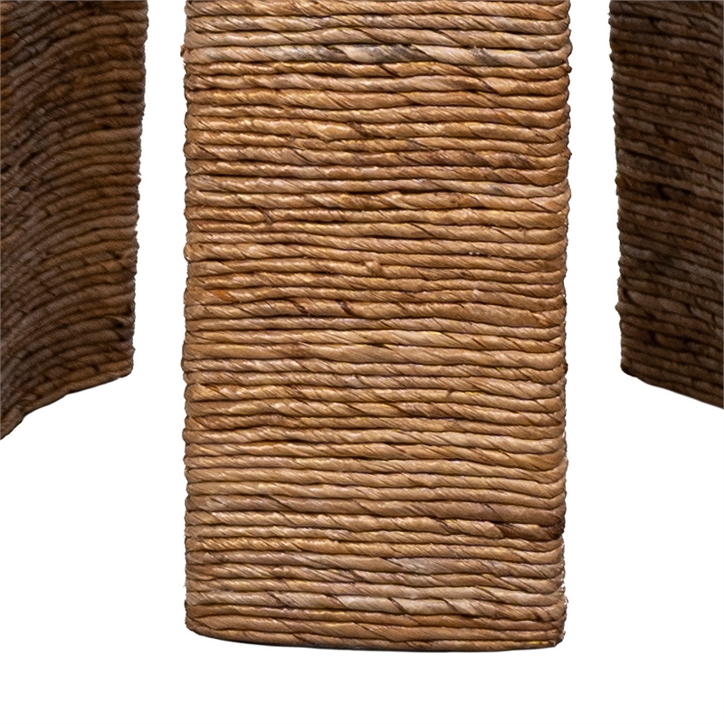 Asha 22 Inch Side End Table- Round Shaped Top with Natural Rattan Wrapping